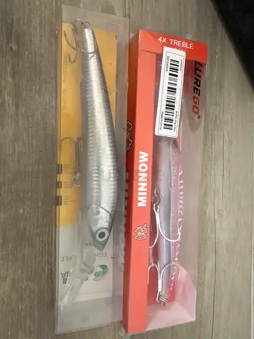 Two new fishing lures (minnow style) in original packaging