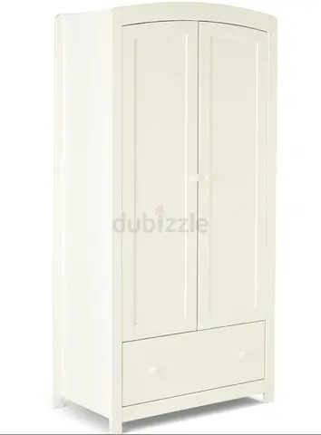 Mamas and Papas White 2-Door Wardrobe with Bottom Drawer