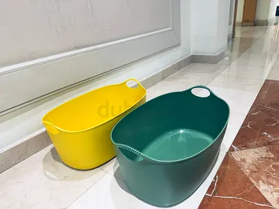 Set of 2 IKEA TORKIS Flexi Laundry Basket Green & Yellow 35L,Versatile & Durable for Indoor&Outdoor.