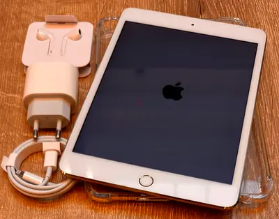 iPad Mini 4,128GB,Wifi & Cellular, Gold With Case,EarPods 3.5MM & 20W Fast Charger
