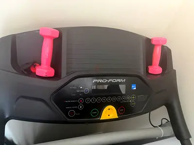 Pro-Form Treadmill with Built-in Console and Dumbbells - Good Condition