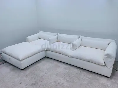 Marina home white color feather 🪶 filled lshape sofa