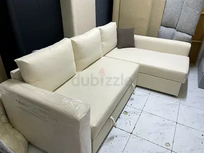 Modern Cream L-Shaped Sectional Sofa Bed