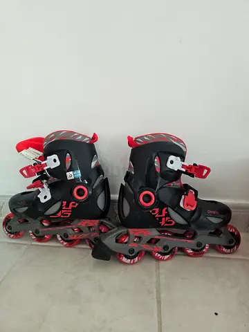 Kids adjustable inline rollerblades, black & red, size adjustable