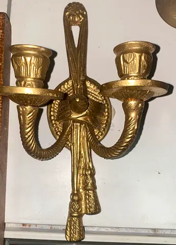 Brass double wall candle sconce