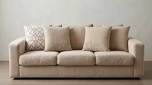Beige 3-Seater Fabric Sofa in Good Condition