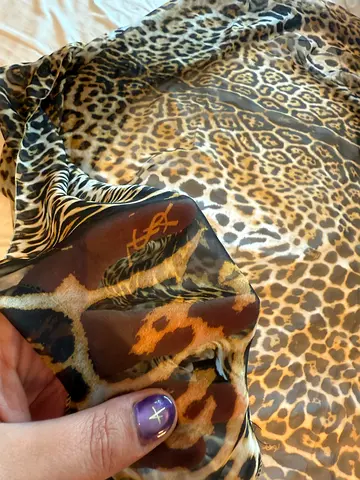 Yves Saint Laurent Leopard Print Silk Scarf