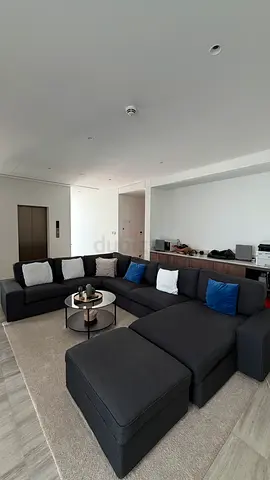 Large L-shaped Dark Grey Fabric Sofa with Ottoman