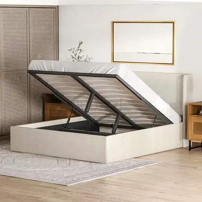 King Size Brand New Beautiful Headboard & finished Bedframe, Hydraulic Optional