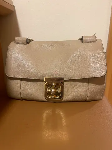 Clhloè original Beige leather shoulder bag with gold clasp - well used