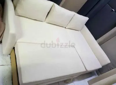 Light beige 3-seater sofa bed with storage, good condition