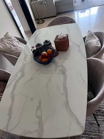 Modern Marble Top Dining Table with 6 Chairs