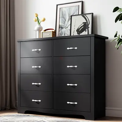 8 Drawers Dresser, Black Color