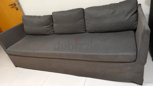 Grey fabric three seater sofa