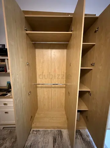 Pan furniture five-door wooden wardrobe with shelves and double hanging rails - excellent condition