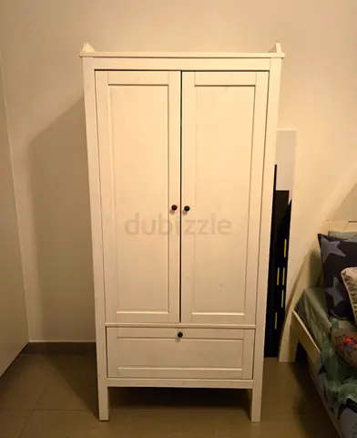 Kids White Wooden Wardrobe - Good Condition
