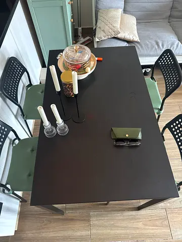 Modern Dark Wood Dining Set with Four Chairs