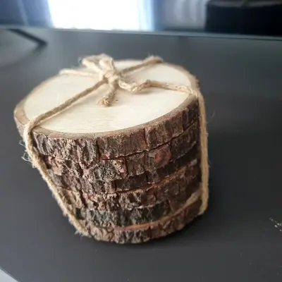 Natural Wooden Log Slice Coaster / Rustic Wood Round Slab