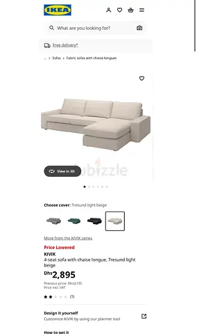 IKEA Kivik 4 seater L shape sofa