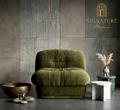 Plush Olive Green Velvet Accent Armchair - Signature Home