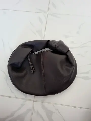 Round brown leather handbag/shoulder bag - good condition