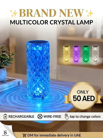 Brand New Multicolor Rechargeable Crystal Table Lamp - Wire-Free