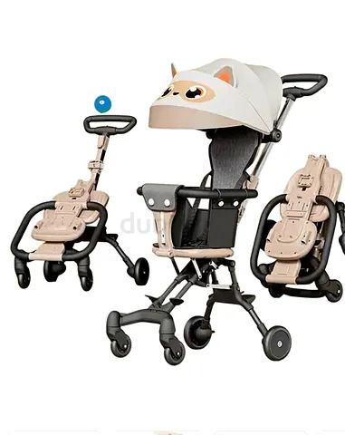 Compact convertible stroller with detachable seat - light beige