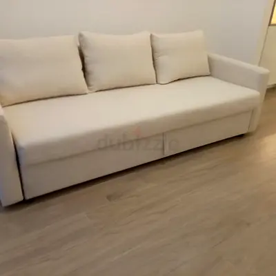 Comfortable Cream 3 Seater Sofabed with storage IKEA