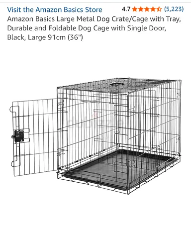 Foldable Large Metal Dog Crate with Removable Tray (36")