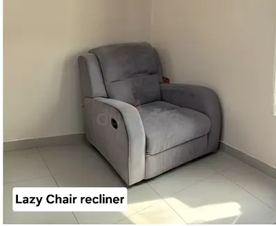 Grey single-seater recliner armchair lazy chair