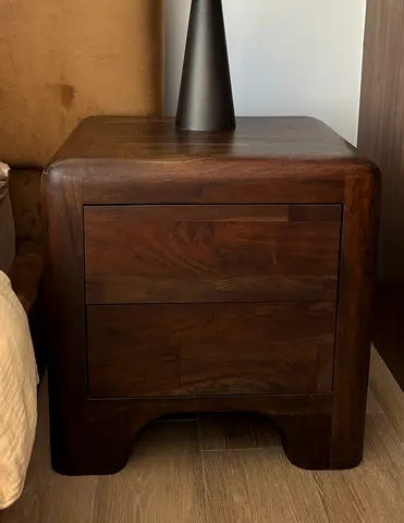 x2 Solid Walnut Wood Nightstands with Two Drawers