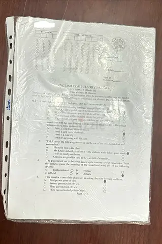 Chemistry/Physics/English Model Papers