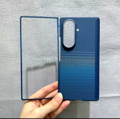 Blue textured flip cover phone case with camera cutout for fold 7 samsung