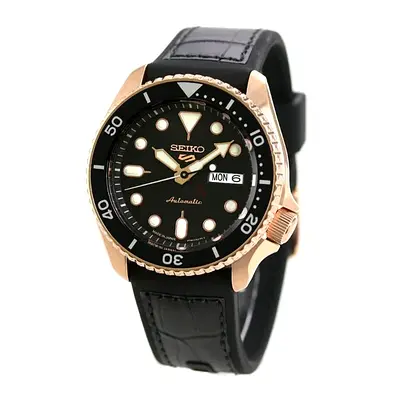Seiko 5 Automatic Men's Watch - Black Dial, Rose Gold Case