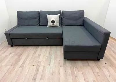 Grey L-shaped Sofa Bed with Chaise