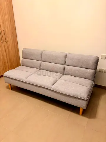 Light Grey Click- Clak- Fold-out Sofa Bed / Futon - Compact and Comfortable