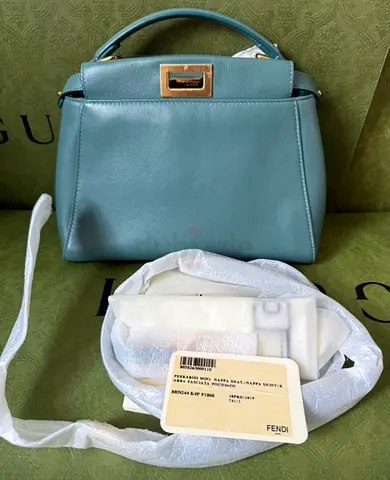 Fendi Mini Peekaboo Leather Light Blue
