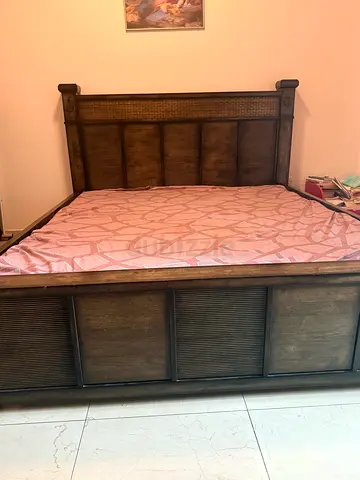Solid Wood Queen Bed Frame with Headboard and Footboard