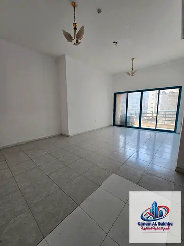 Two bedrooms, living room, balcony, stunning view, Al Qasba, Al Majaz. Spacious area, well-organized and clean kitchen, two luxurious bathrooms, centr