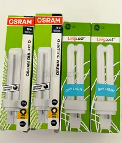 Set of 4 Compact Fluorescent Lamps (CFL) — Osram & GE, Daylight