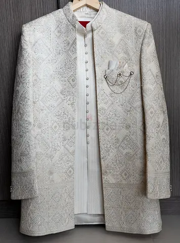 Luxury Ivory 3-Piece Indian Sherwani Set – Wedding