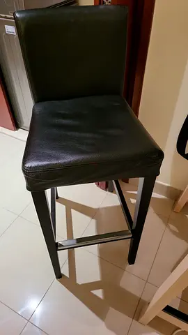 2 Sleek Black Leather Bar Stool with Footrest