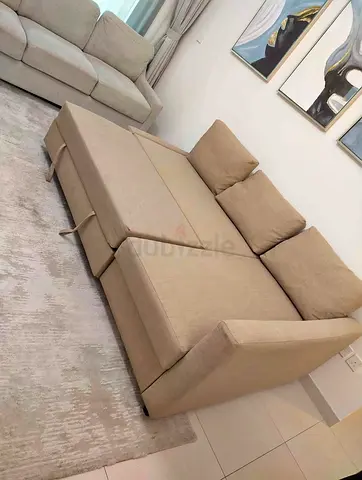 Beige 3-seater Sofa Bed with Storage — Good Condition