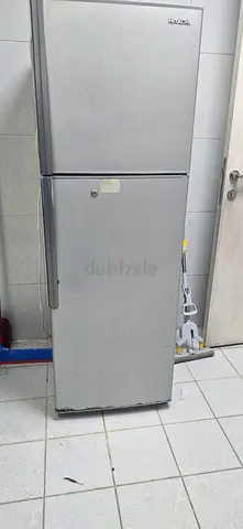 Silver double-door fridge - working, good condition
