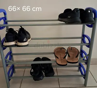 Compact 5-Tier Shoe Rack (66 x 66 cm) - Light Grey/Blue