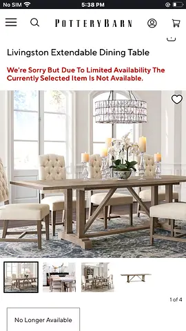 POTTERY BARN 8-seater Dining table