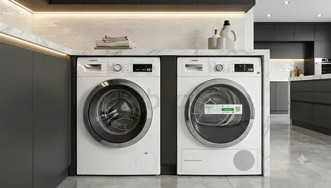 Bosch Series 8 Smart Laundry Set – 9kg Washer + 9kg Dryer | Wi-Fi Connected