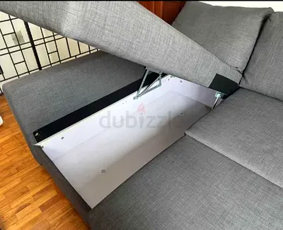 Grey L-shaped Storage Sofa with Chaise - Good Condition