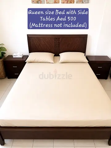 Queen bed with side tables