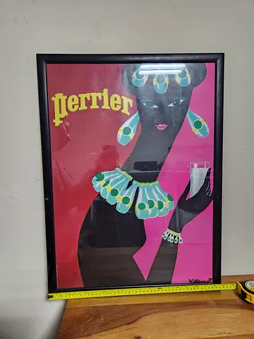 Vintage Perrier Poster by Bernard Villemot (1977) – Framed Wall Art